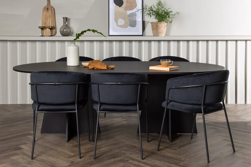Bariso Matbord 230x115x75 cm Oval med 6 Selma Matstol