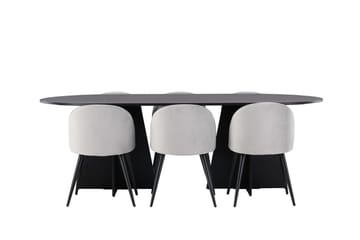 Bariso Matbord 230x115x75 cm Oval med 6 Velvet Köksstol Sammet - Möbler - Bord & matgrupper - Matgrupper