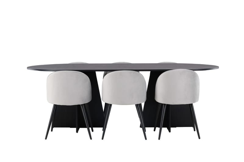 Bariso Matbord 230x115x75 cm Oval med 6 Velvet Köksstol Sammet - Möbler - Bord & matgrupper - Matgrupper