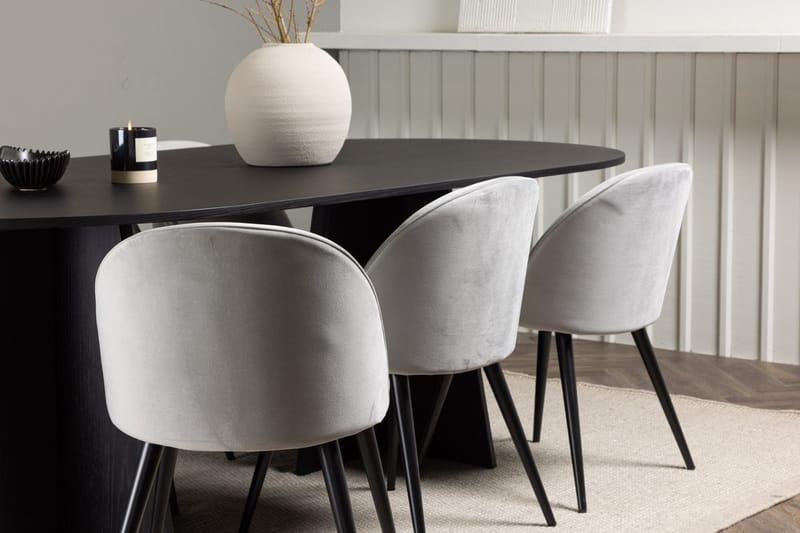 Bariso Matbord 230x115x75 cm Oval med 6 Velvet Köksstol Sammet - Möbler - Bord & matgrupper - Matgrupper