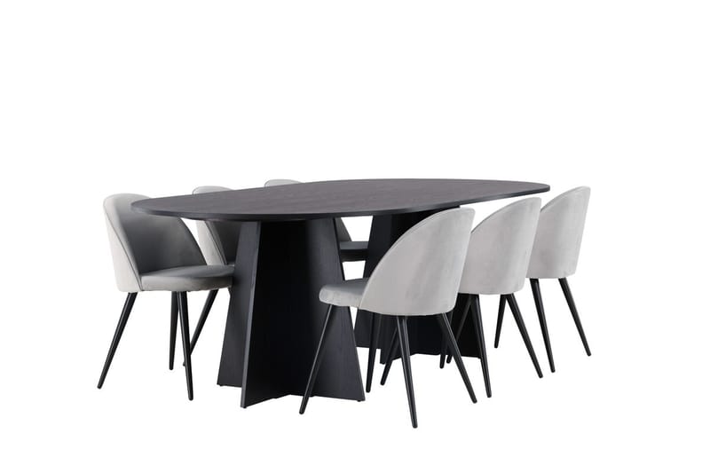 Bariso Matbord 230x115x75 cm Oval med 6 Velvet Köksstol Sammet - Möbler - Bord & matgrupper - Matgrupper