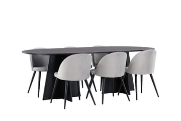 Bariso Matbord 230x115x75 cm Oval med 6 Velvet Köksstol Sammet - Möbler - Bord & matgrupper - Matgrupper