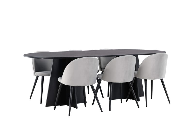 Bariso Matbord 230x115x75 cm Oval med 6 Velvet Köksstol Sammet - Möbler - Bord & matgrupper - Matgrupper