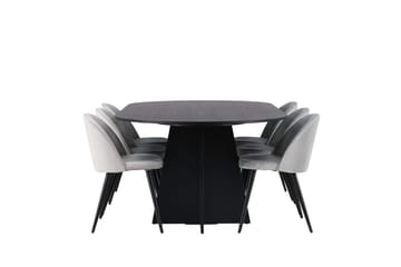 Bariso Matbord 230x115x75 cm Oval med 6 Velvet Köksstol Sammet - Möbler - Bord & matgrupper - Matgrupper