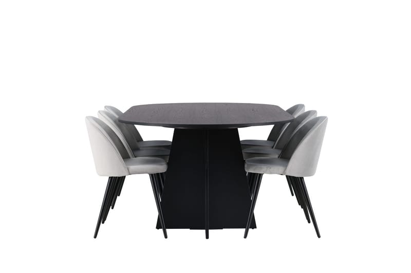 Bariso Matbord 230x115x75 cm Oval med 6 Velvet Köksstol Sammet - Möbler - Bord & matgrupper - Matgrupper