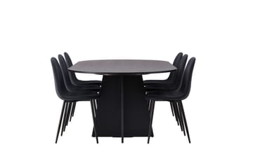 Bariso Matbord 230x115x75 cm Oval med 6 Polar Matstol - Möbler - Bord & matgrupper - Matgrupper