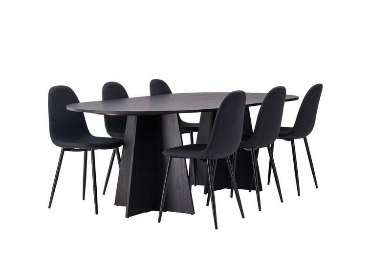 Bariso Matbord 230x115x75 cm Oval med 6 Polar Matstol - Möbler - Bord & matgrupper - Matgrupper