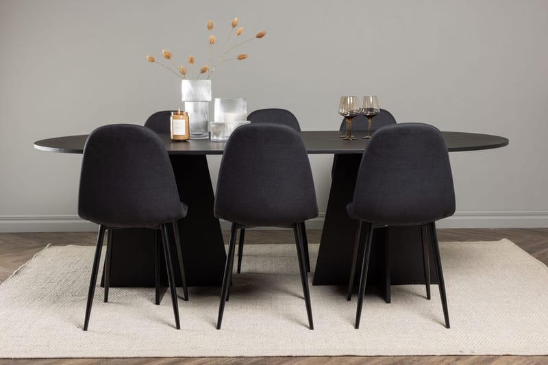 Bariso Matbord 230x115x75 cm Oval med 6 Polar Matstol