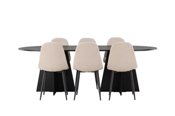 Bariso Matbord 230x115x75 cm Oval med 6 Polar Matstol - Möbler - Bord & matgrupper - Matgrupper