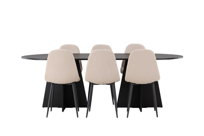 Bariso Matbord 230x115x75 cm Oval med 6 Polar Matstol - Möbler - Bord & matgrupper - Matgrupper