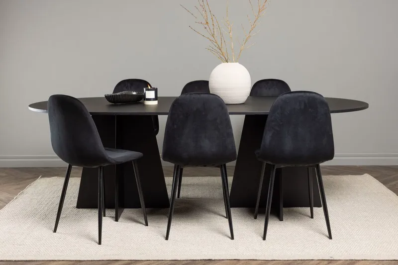 Bariso Matbord 230x115x75 cm Oval med 6 Polar Köksstol