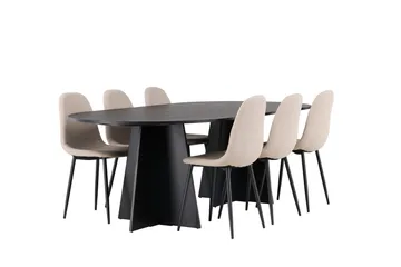 Bariso Matbord 230x115x75 cm Oval med 6 Polar Matstol - Möbler - Bord & matgrupper - Matgrupper