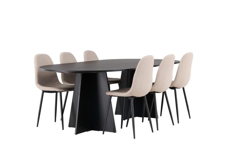Bariso Matbord 230x115x75 cm Oval med 6 Polar Matstol - Möbler - Bord & matgrupper - Matgrupper
