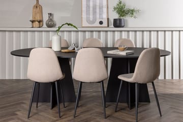 Bariso Matbord 230x115x75 cm Oval med 6 Polar Matstol - Möbler - Bord & matgrupper - Matgrupper