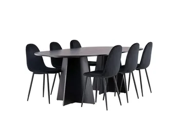 Bariso Matbord 230x115x75 cm Oval med 6 Polar Köksstol - Möbler - Bord & matgrupper - Matgrupper