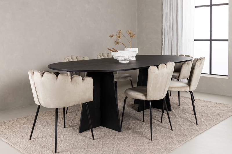 Bariso Matgrupp  230 cm Oval med 4 Limhamn stolar - Beige - Möbler - Bord & matgrupper - Matgrupper