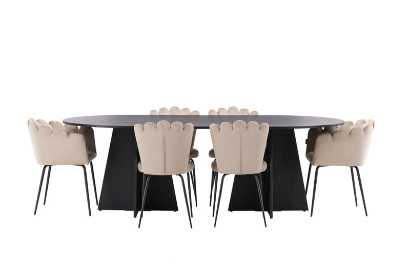 Bariso Matgrupp  230 cm Oval med 4 Limhamn stolar - Beige - Möbler - Bord & matgrupper - Matgrupper