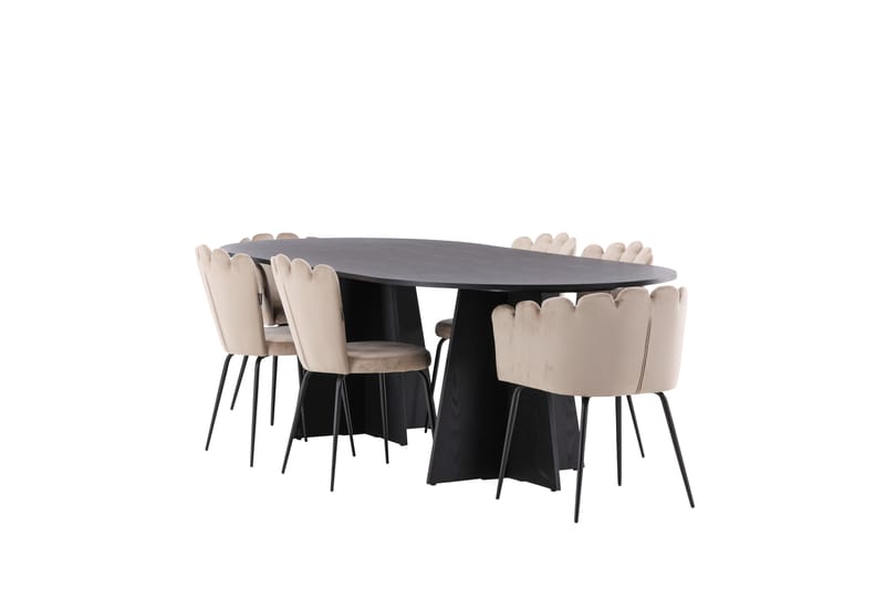 Bariso Matgrupp  230 cm Oval med 4 Limhamn stolar - Beige - Möbler - Bord & matgrupper - Matgrupper