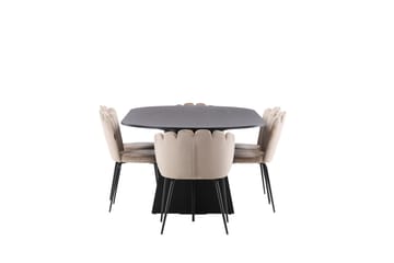 Bariso Matgrupp  230 cm Oval med 4 Limhamn stolar - Beige - Möbler - Bord & matgrupper - Matgrupper