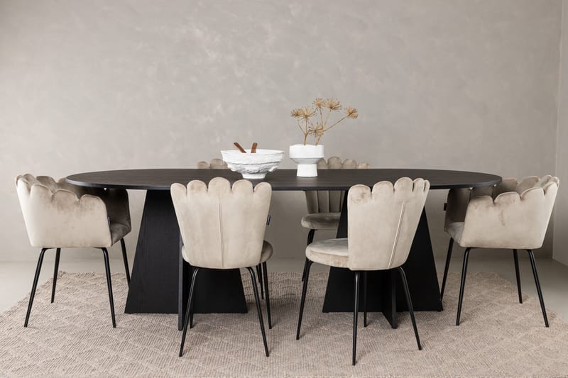 Bariso Matgrupp  230 cm Oval med 4 Limhamn stolar - Beige - Möbler - Bord & matgrupper - Matgrupper
