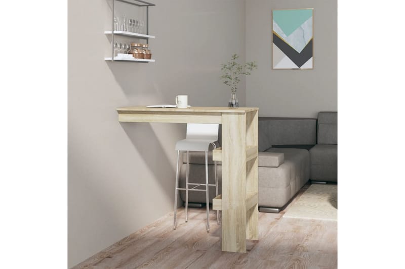 beBasic Barbord väggmonterat sonoma-ek 102x45x103,5 cm konstruerat trä - Brown - Möbler - Bord & matgrupper - Barbord & ståbord