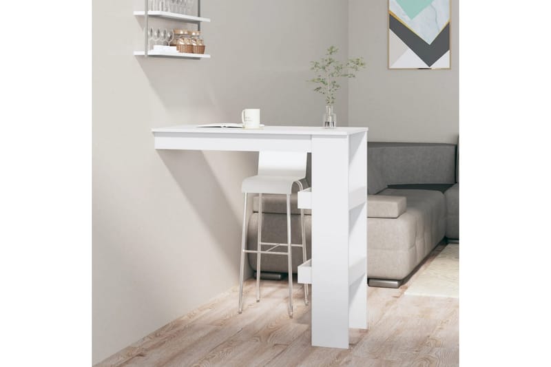 beBasic Barbord väggmonterat vit glans 102x45x103,5 cm konstruerat trä - White - Barbord & ståbord