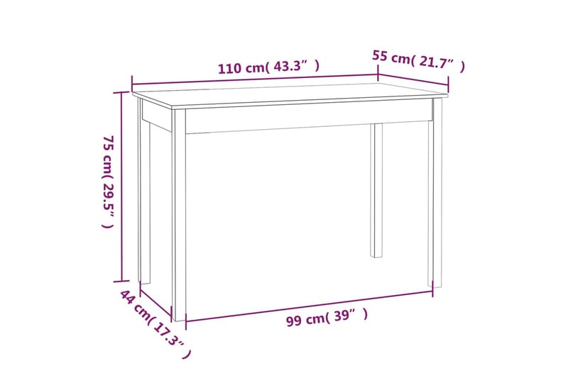 beBasic Matbord 110x55x75 cm massivt furuträ - Brown - Matbord & köksbord