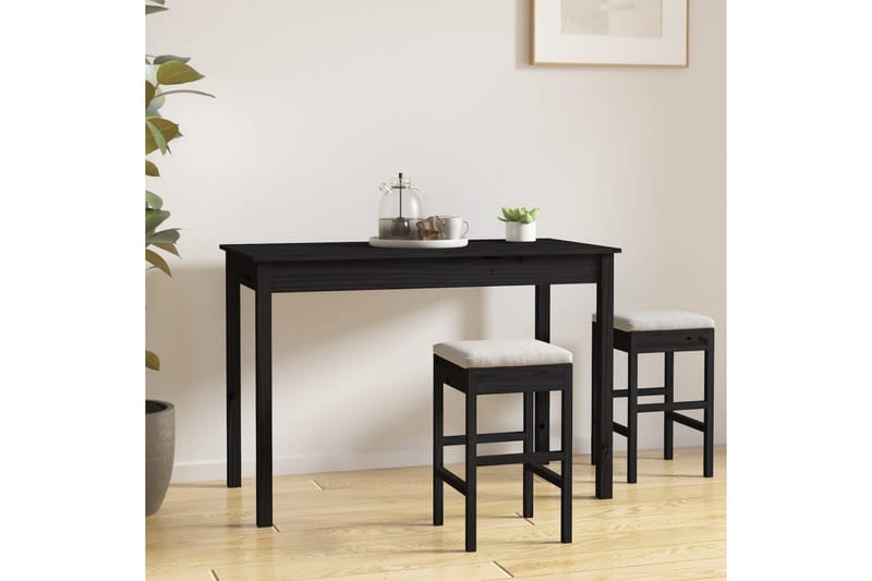 beBasic Matbord svart 110x55x75 cm massivt furuträ - Black - Matbord & köksbord