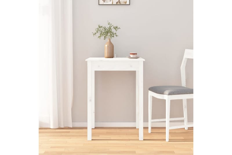 beBasic Matbord vit 55x55x75 cm massivt furuträ - White - Matbord & köksbord