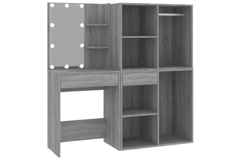 beBasic Sminkbord LED med skåp grå sonoma konstruerat trä - Grey - Möbler - Bord & matgrupper - Sminkbord & toalettbord