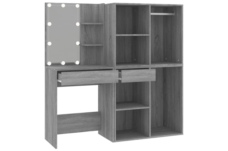 beBasic Sminkbord LED med skåp grå sonoma konstruerat trä - Grey - Möbler - Bord & matgrupper - Sminkbord & toalettbord