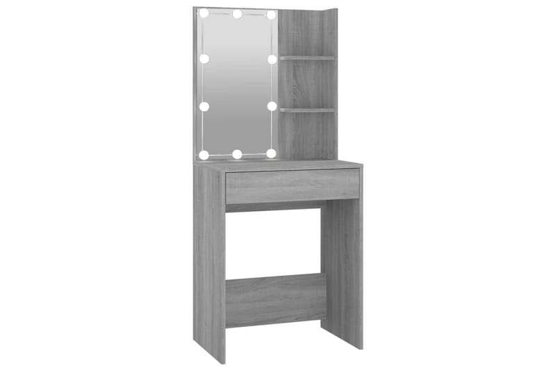 beBasic Sminkbord LED med skåp grå sonoma konstruerat trä - Grey - Möbler - Bord & matgrupper - Sminkbord & toalettbord