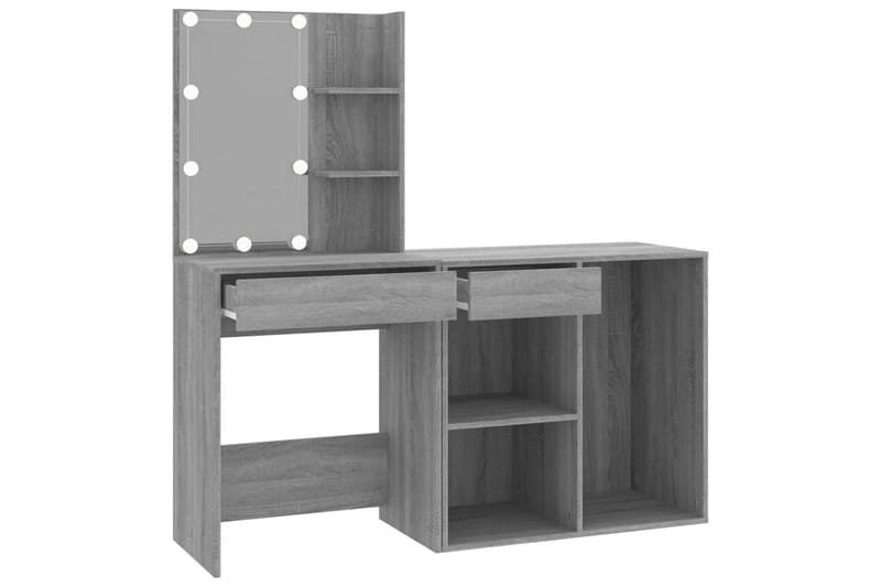beBasic Sminkbord LED med skåp grå sonoma konstruerat trä - Grey - Möbler - Bord & matgrupper - Sminkbord & toalettbord