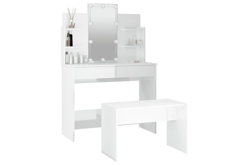 beBasic Sminkbord LED vit högglans konstruerat trä - White - Sminkbord & toalettbord