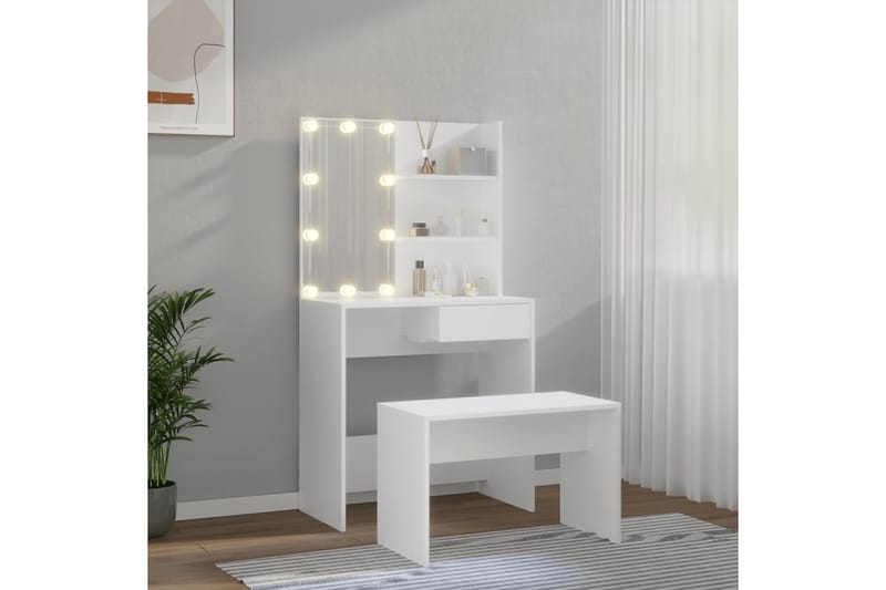 beBasic Sminkbord LED vit konstruerat trä - White - Sminkbord & toalettbord