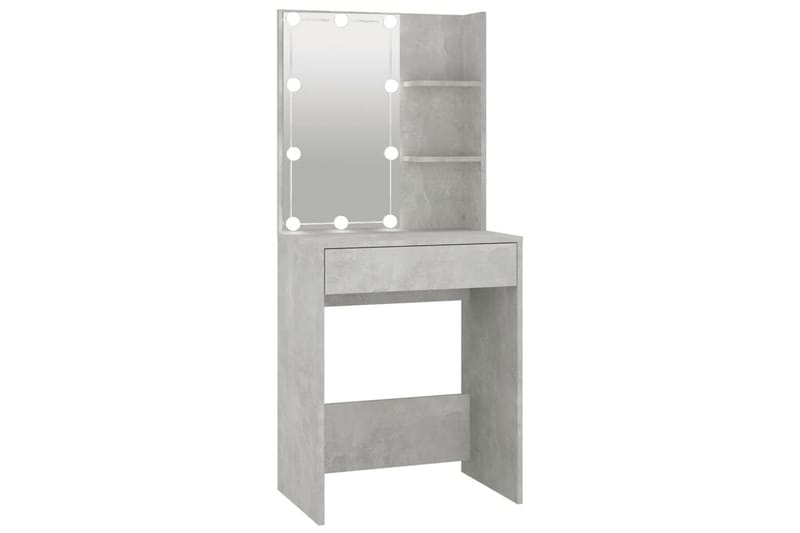 beBasic Sminkbord med LED betonggrå 60x40x140 cm - Grey - Sminkbord & toalettbord