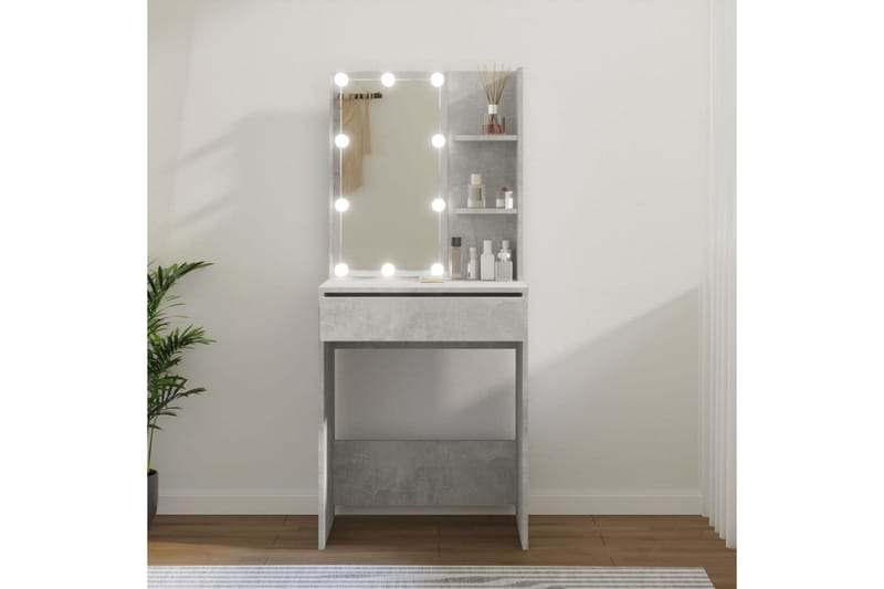 beBasic Sminkbord med LED betonggrå 60x40x140 cm - Grey - Möbler - Bord & matgrupper - Sminkbord & toalettbord