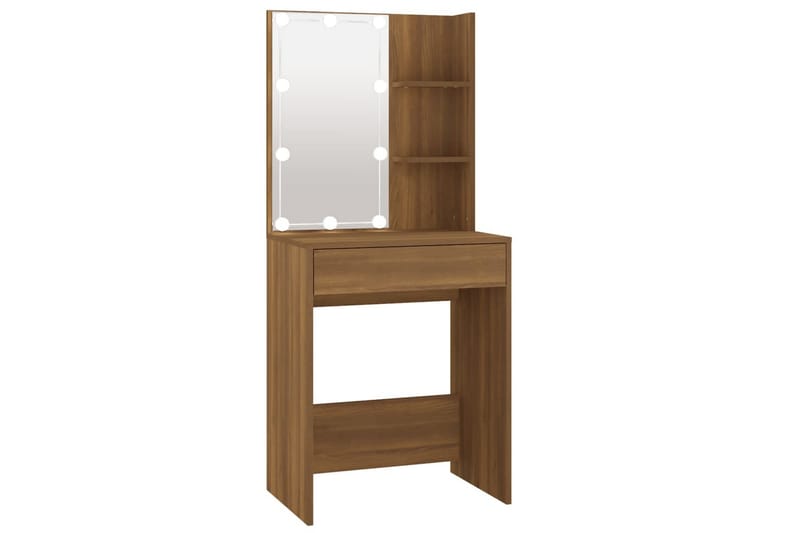 beBasic Sminkbord med LED brun ek 60x40x140 cm - Brown - Möbler - Bord & matgrupper - Sminkbord & toalettbord