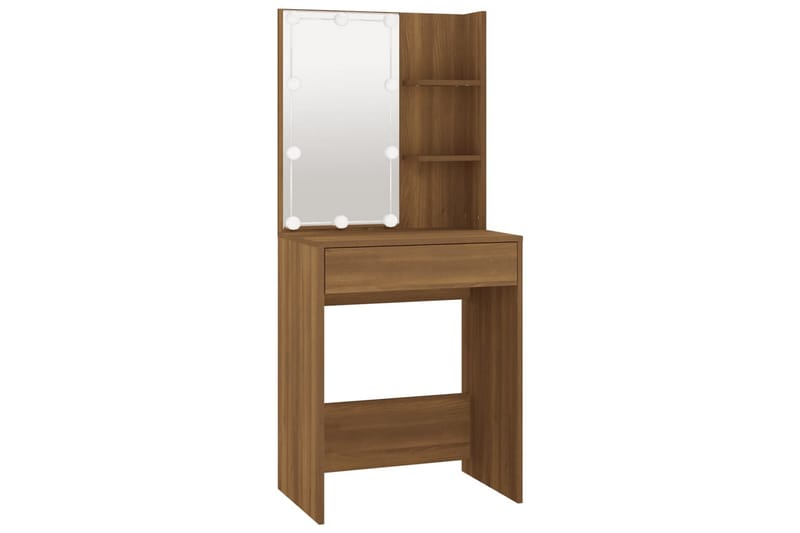 beBasic Sminkbord med LED brun ek 60x40x140 cm - Brown - Möbler - Bord & matgrupper - Sminkbord & toalettbord
