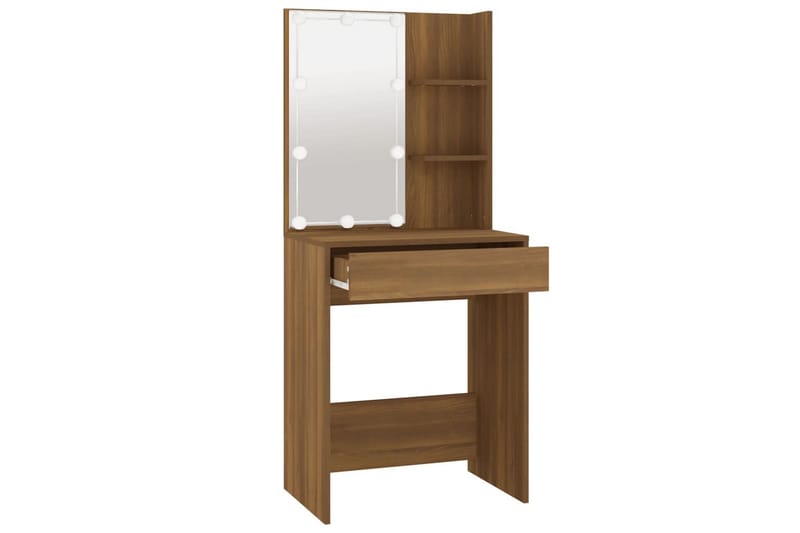 beBasic Sminkbord med LED brun ek 60x40x140 cm - Brown - Möbler - Bord & matgrupper - Sminkbord & toalettbord