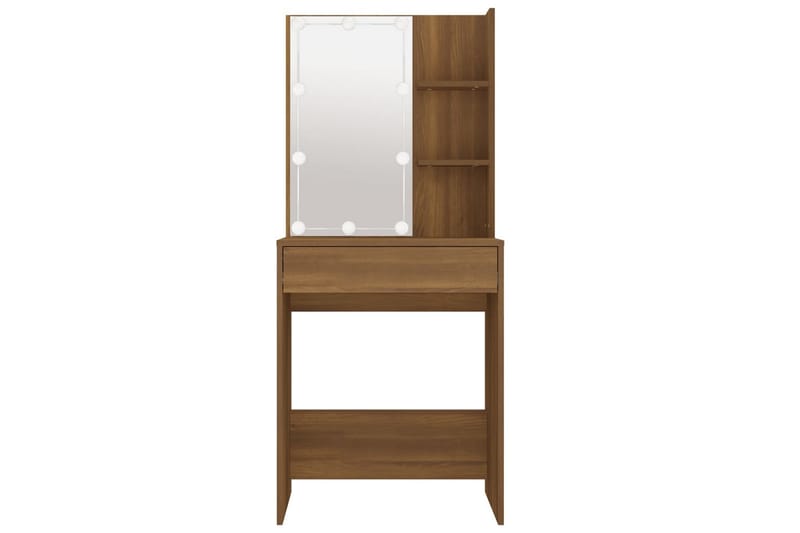 beBasic Sminkbord med LED brun ek 60x40x140 cm - Brown - Möbler - Bord & matgrupper - Sminkbord & toalettbord