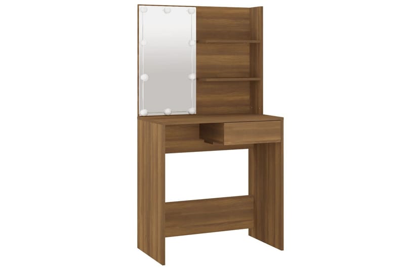 beBasic Sminkbord med LED brun ek 74,5x40x141 cm - Brown - Möbler - Bord & matgrupper - Sminkbord & toalettbord