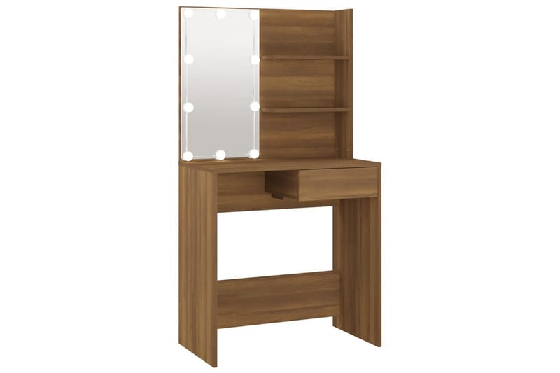 beBasic Sminkbord med LED brun ek 74,5x40x141 cm - Brown - Möbler - Bord & matgrupper - Sminkbord & toalettbord