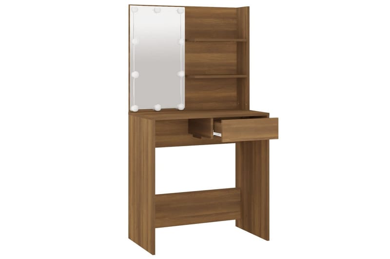 beBasic Sminkbord med LED brun ek 74,5x40x141 cm - Brown - Möbler - Bord & matgrupper - Sminkbord & toalettbord