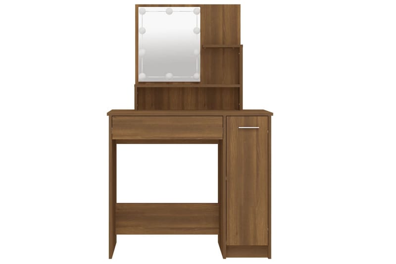 beBasic Sminkbord med LED brun ek 86,5x35x136 cm - Brown - Möbler - Bord & matgrupper - Sminkbord & toalettbord