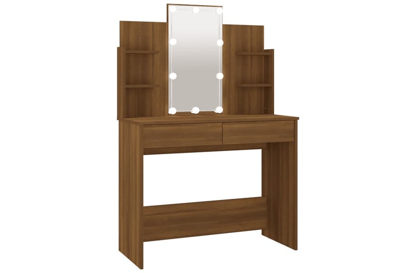 beBasic Sminkbord med LED brun ek 96x40x142 cm - Brown - Möbler - Bord & matgrupper - Sminkbord & toalettbord