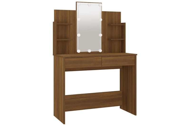 beBasic Sminkbord med LED brun ek 96x40x142 cm - Brown - Möbler - Bord & matgrupper - Sminkbord & toalettbord