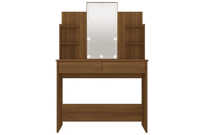 beBasic Sminkbord med LED brun ek 96x40x142 cm - Brown - Möbler - Bord & matgrupper - Sminkbord & toalettbord