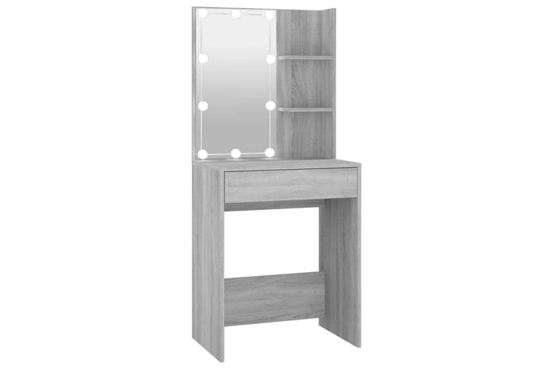 beBasic Sminkbord med LED grå sonoma 60x40x140 cm - Grey - Möbler - Bord & matgrupper - Sminkbord & toalettbord