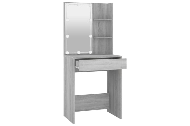 beBasic Sminkbord med LED grå sonoma 60x40x140 cm - Grey - Möbler - Bord & matgrupper - Sminkbord & toalettbord